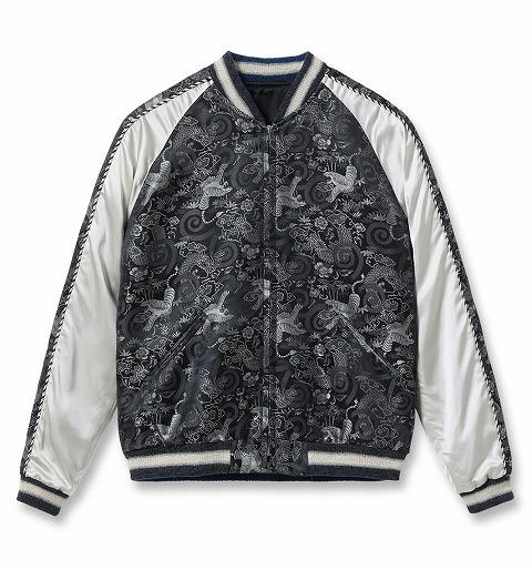 きみこ】東洋テーラー スカジャン 白虎 サテン Mサイズ ブラック 東洋