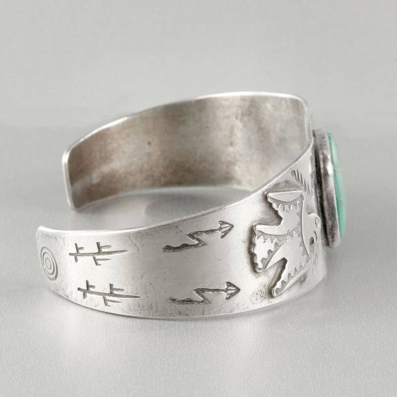 Vintage Navajo sterling silver and turquoise cuff bracelet c.1930s