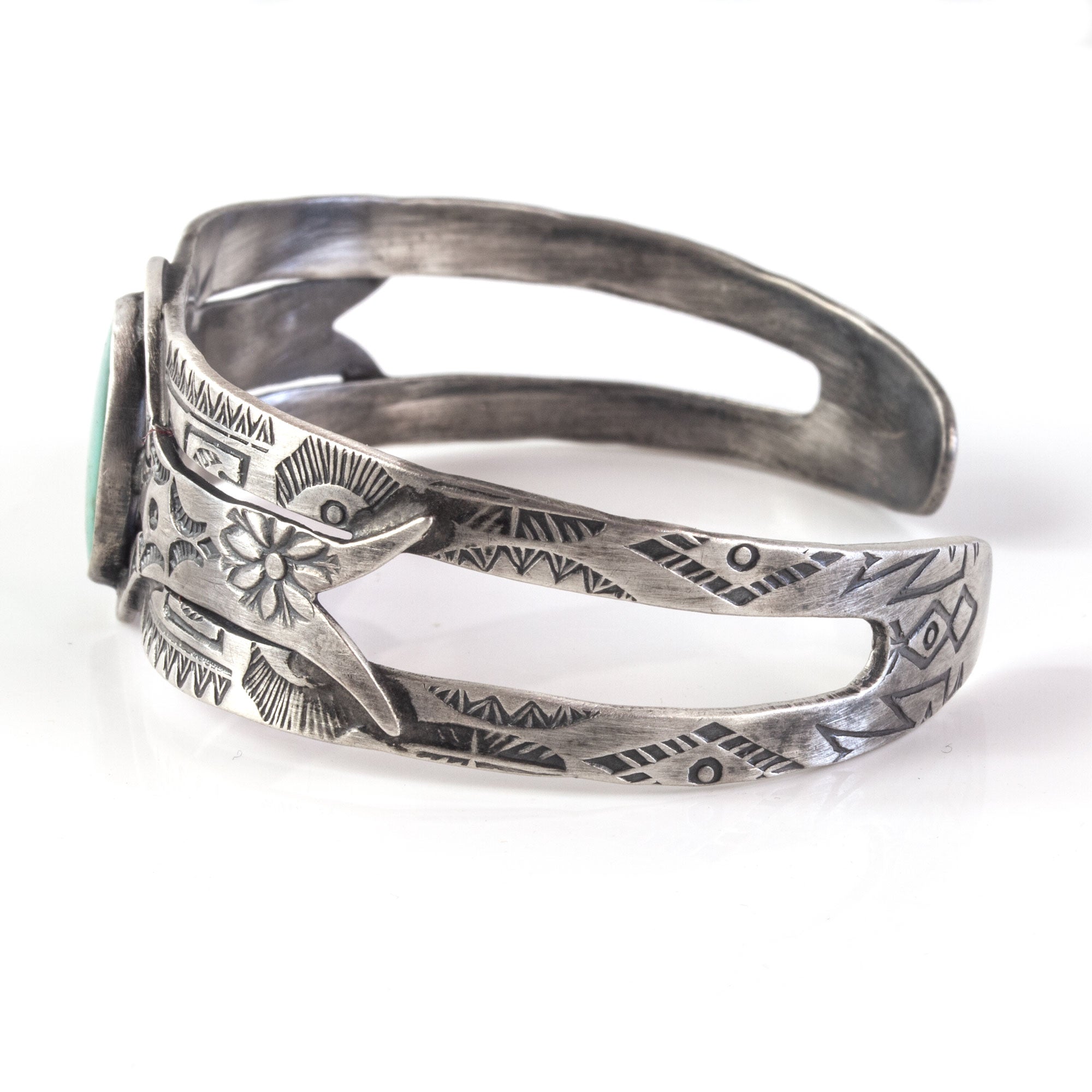 Vintage Navajo sterling silver and turquoise cuff bracelet c.1930s