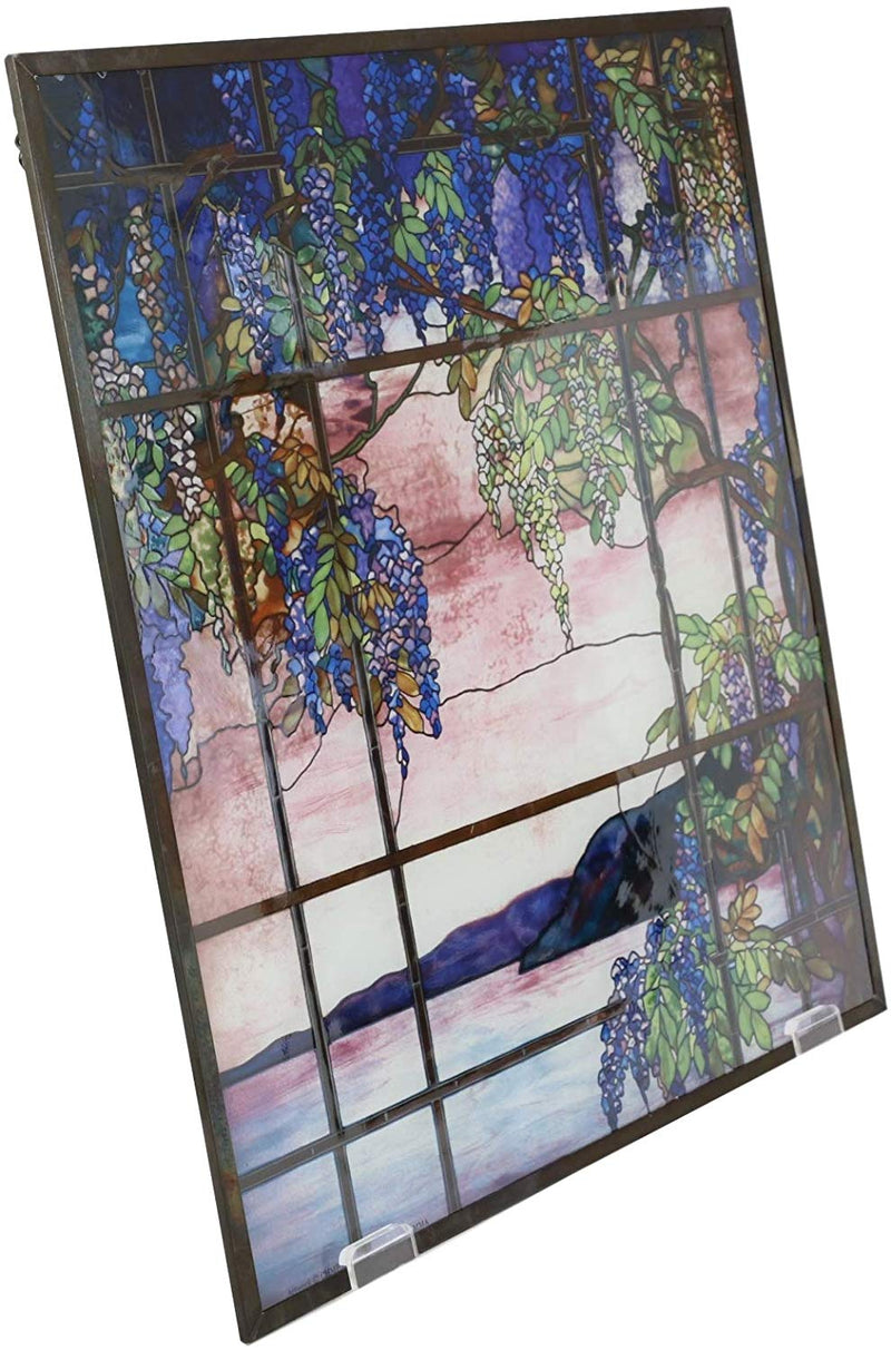 Ebros Louis Comfort Tiffany Landscape Window Oyster Bay Stained