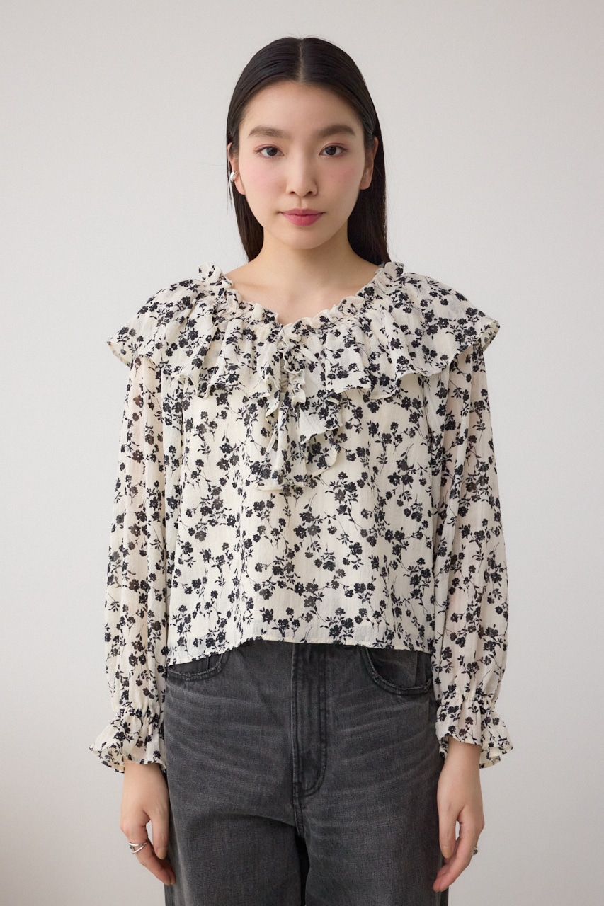 AZUL BY MOUSSY | シアーチェックフラワー柄ブラウス (シャツ