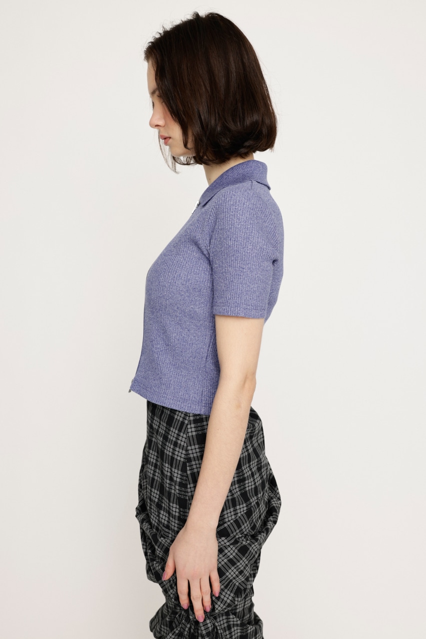 SLY | FRONT ZIP CUT RIB トップス (Tシャツ・カットソー(半袖