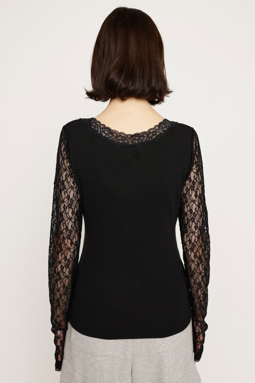 SLY | LACE RIB COMBI ブラウス (Tシャツ・カットソー(長袖) ) |SHEL