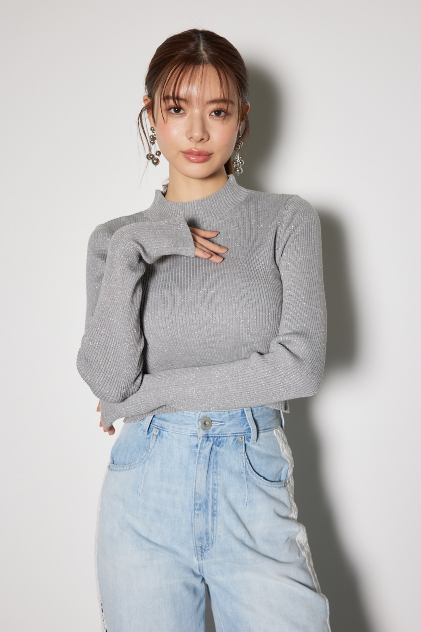 rienda | 【WEB限定】サームホール付きウォッシャブルハイネックニット