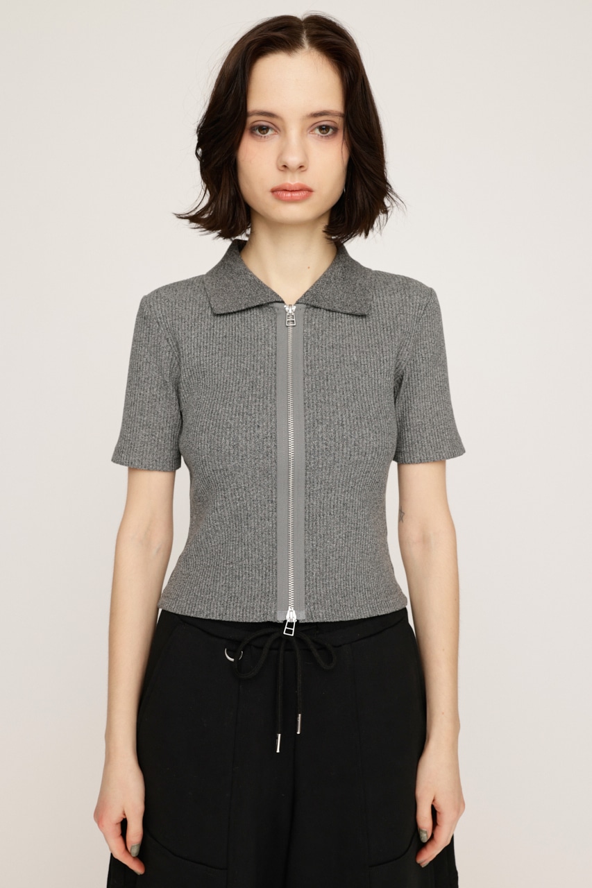 SLY | FRONT ZIP CUT RIB トップス (Tシャツ・カットソー(半袖