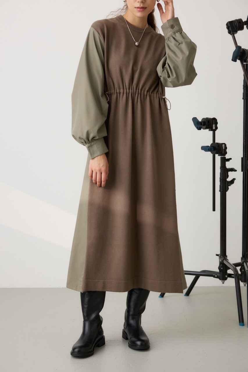 crie conforto | コクーンスリーブニットドッキングワンピ (ワンピース