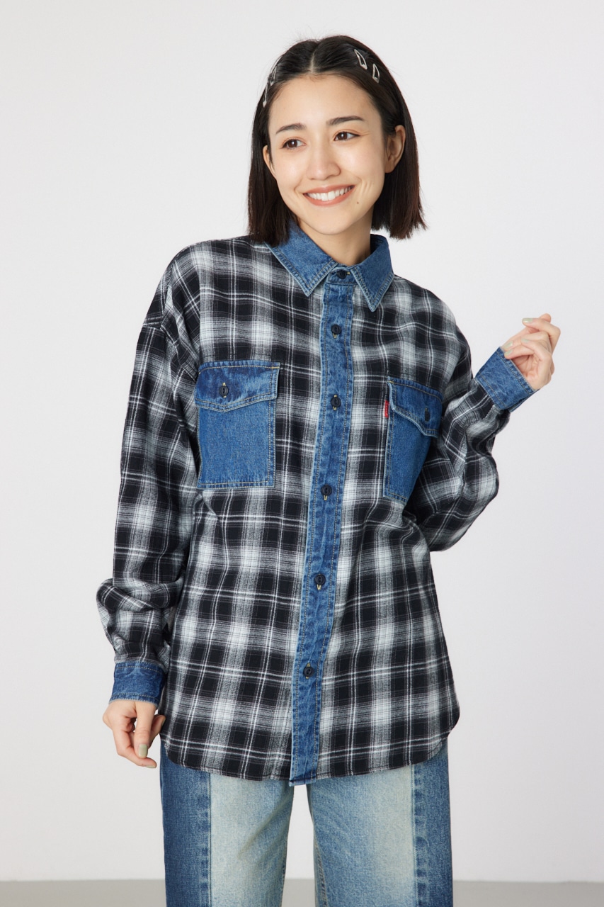 RODEO CROWNS WIDE BOWL | デニムドッキングチェックシャツ (シャツ