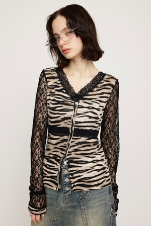 SLY | LACE RIB COMBI ブラウス (Tシャツ・カットソー(長袖) ) |SHEL