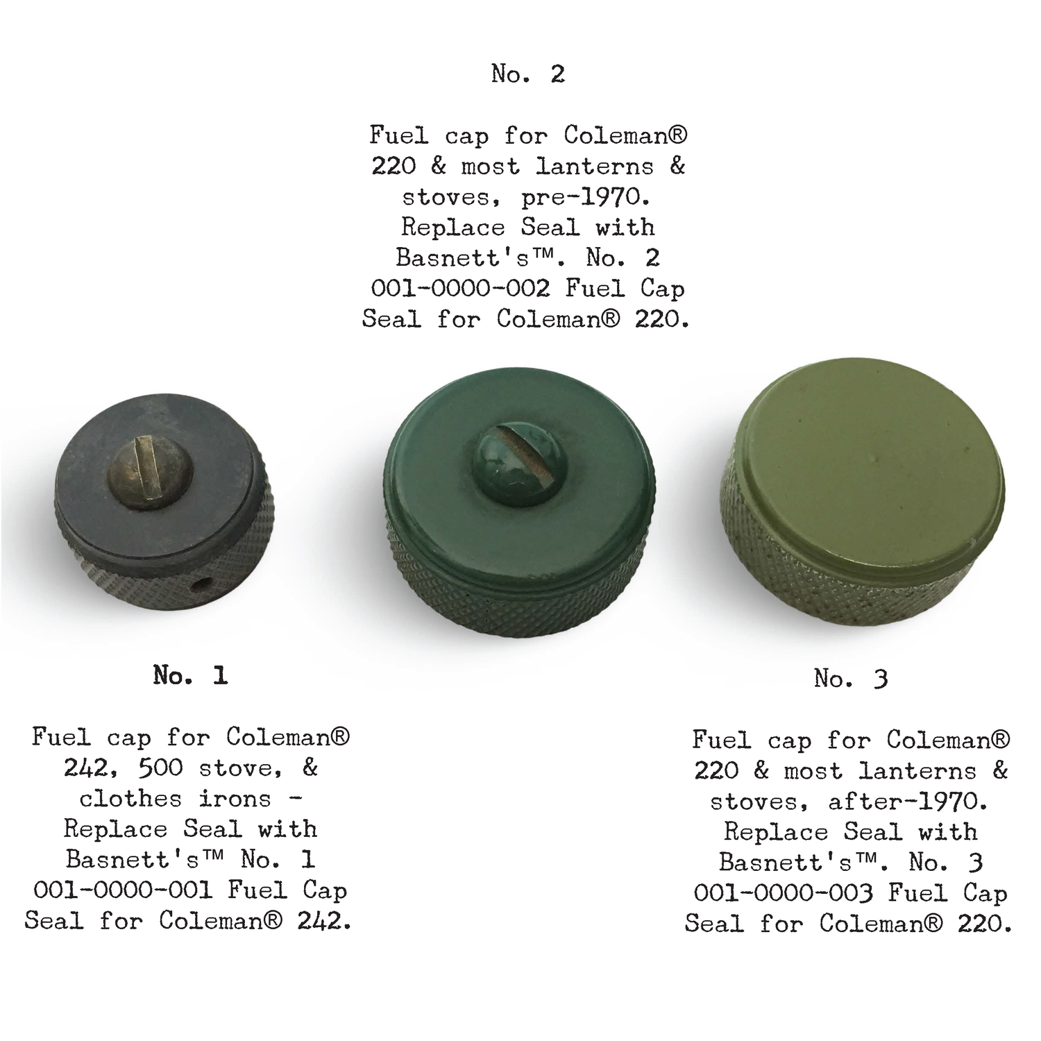 No. 2 Fuel Cap Seals for Coleman® Lanterns and Stoves (Pre-1970