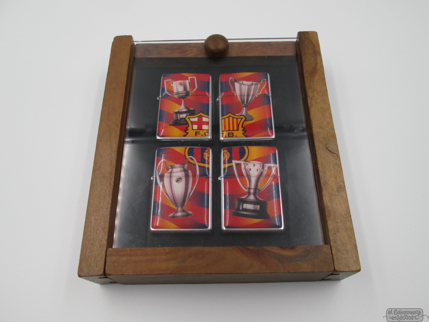 Box Four Fc Barcelona Zippo Football Cups 1995 Brass And Enamel