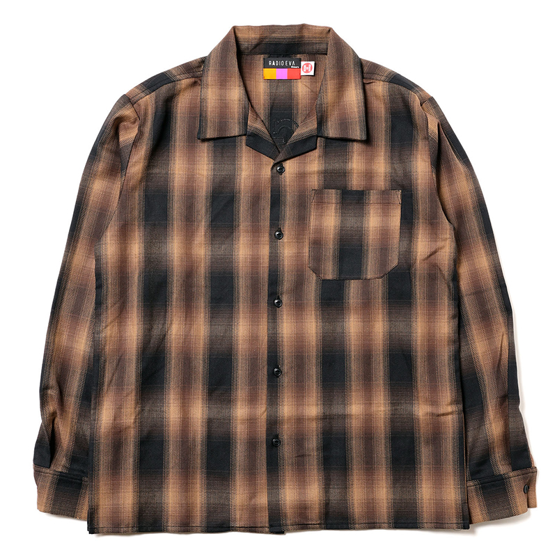 RADIO EVA A189 Longinus OPEN NECKED OMBRE CHECKED SHIRTS /RED