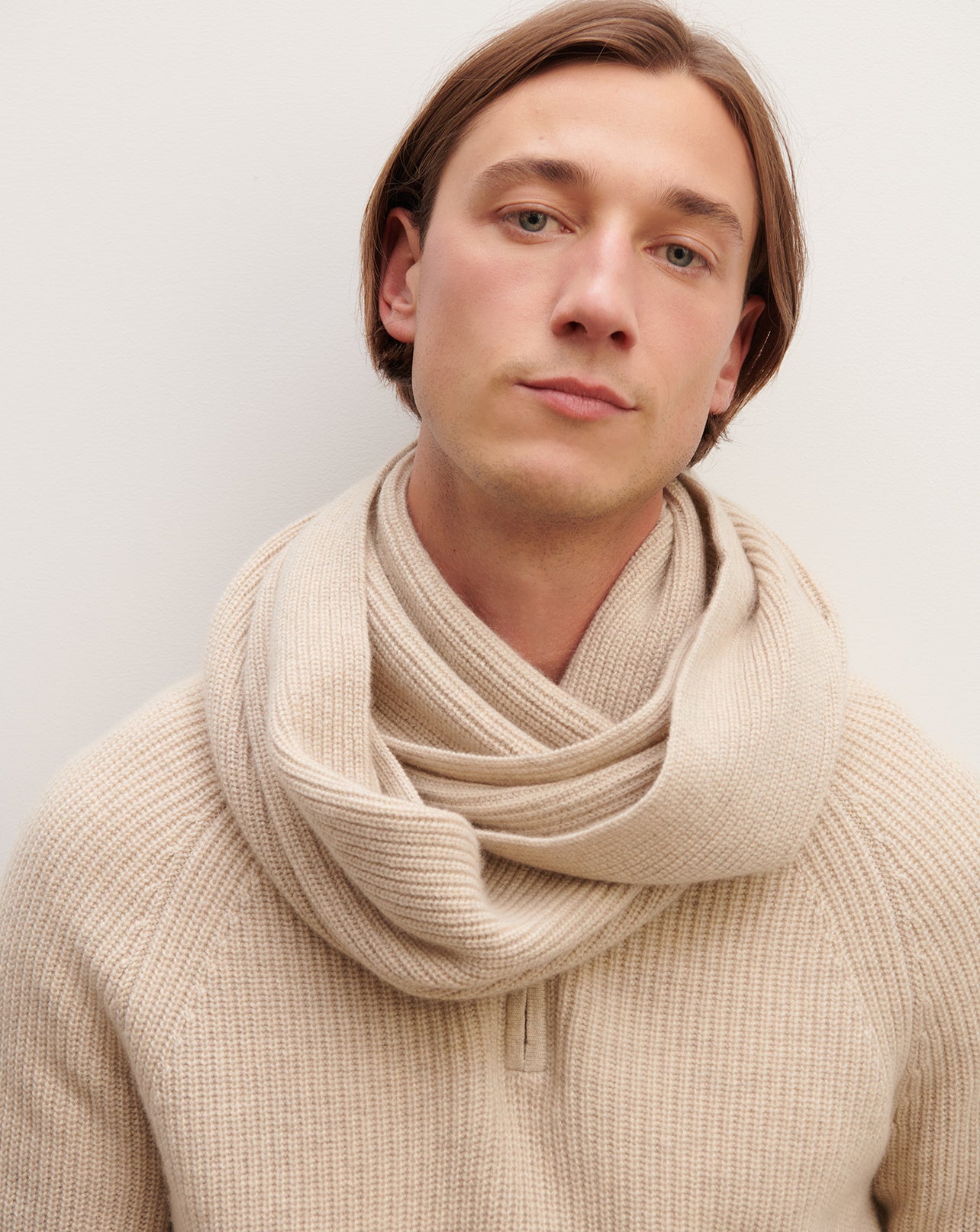 Ribbed snood in Cachemire Women oat beige | Eric Bompard