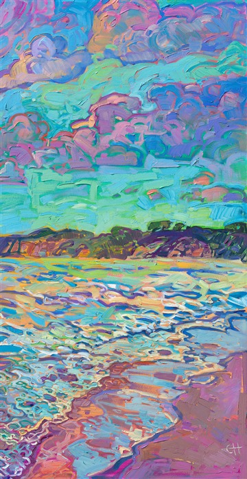 Sunset Light in Triptych - Contemporary Impressionism Paintings by