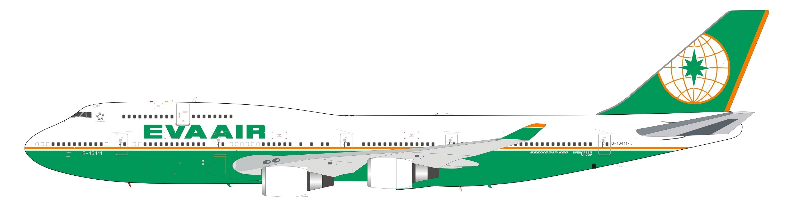 エバー航空 747-400 B-16411 1/200 【公式通販】