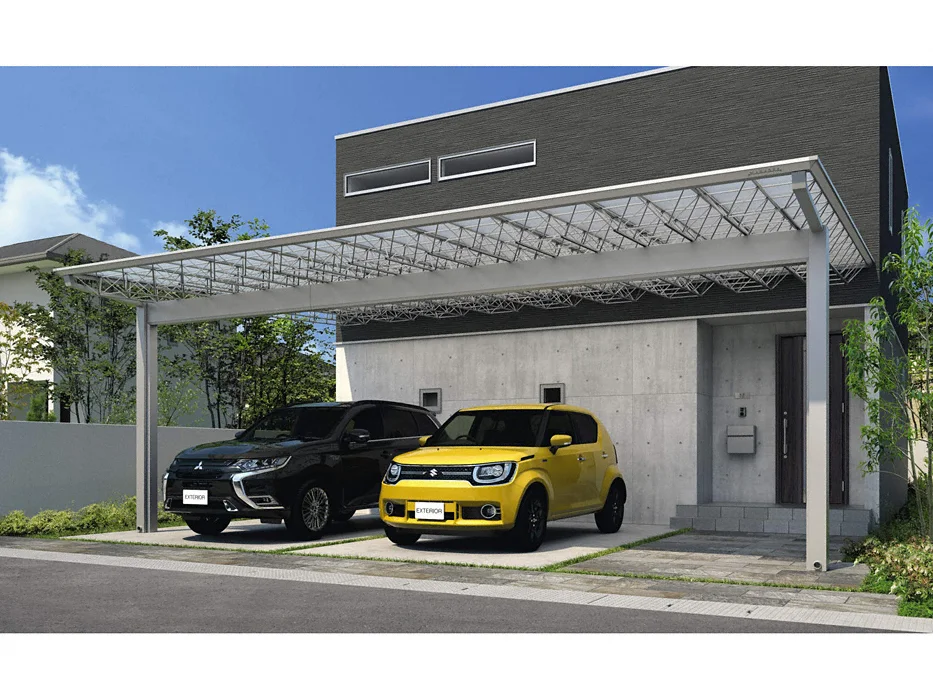 公式】M.シェードⅡ 壁付け両側支持 トリプル-三協アルミ - カーポート