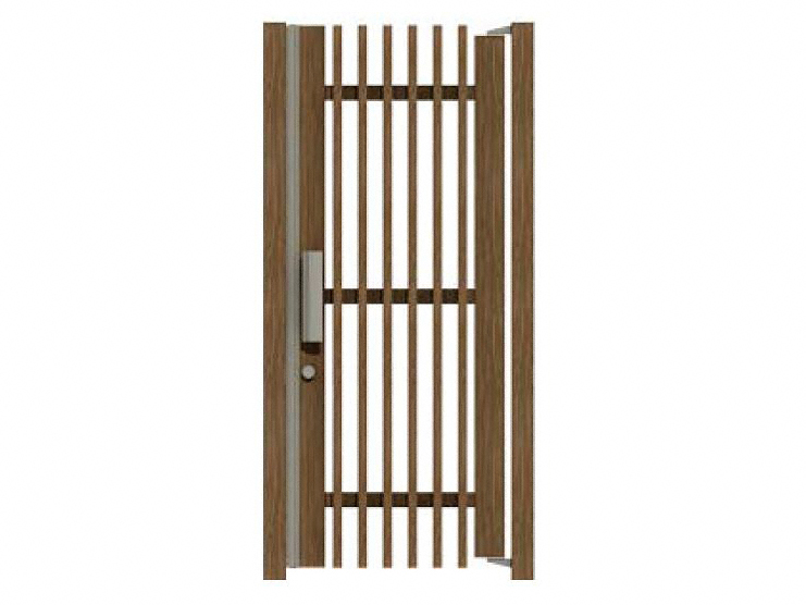 エバーアートウッドフェンス 千本格子扉 すきま53mm 片開き-タカショー