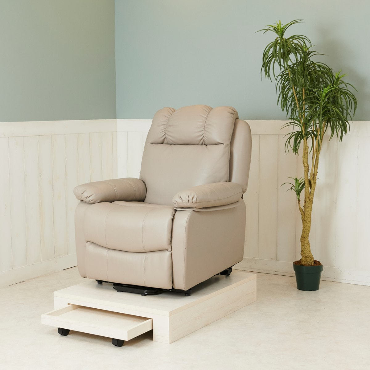 NATURAL Series】リクライニングチェアステージ(木製)ウッドホワイト