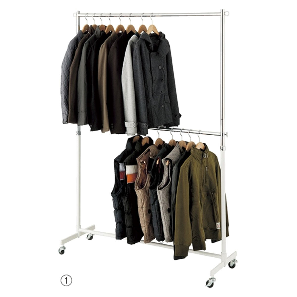 重量用2段ハンガーラック スタンダードタイプ＜ホワイト＞の通販