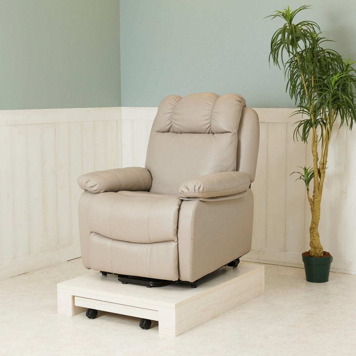 NATURAL Series 】リクライニングチェアステージ(木製)ウッドホワイト