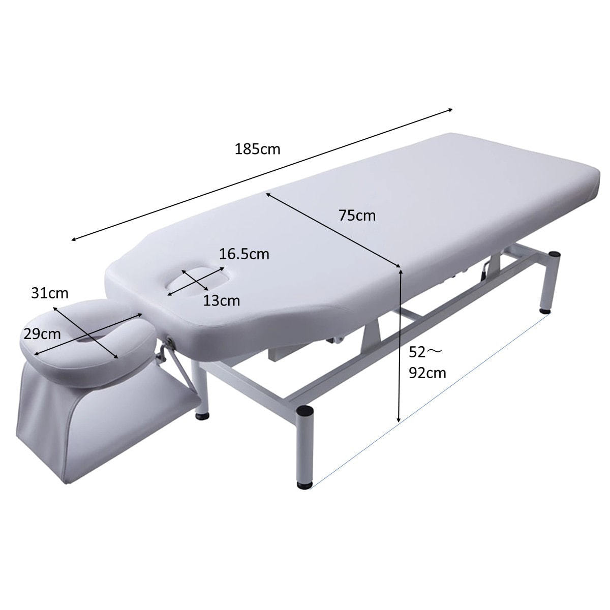 手動昇降マッサージベッドDX ホワイト（フェイスマット・アームレスト