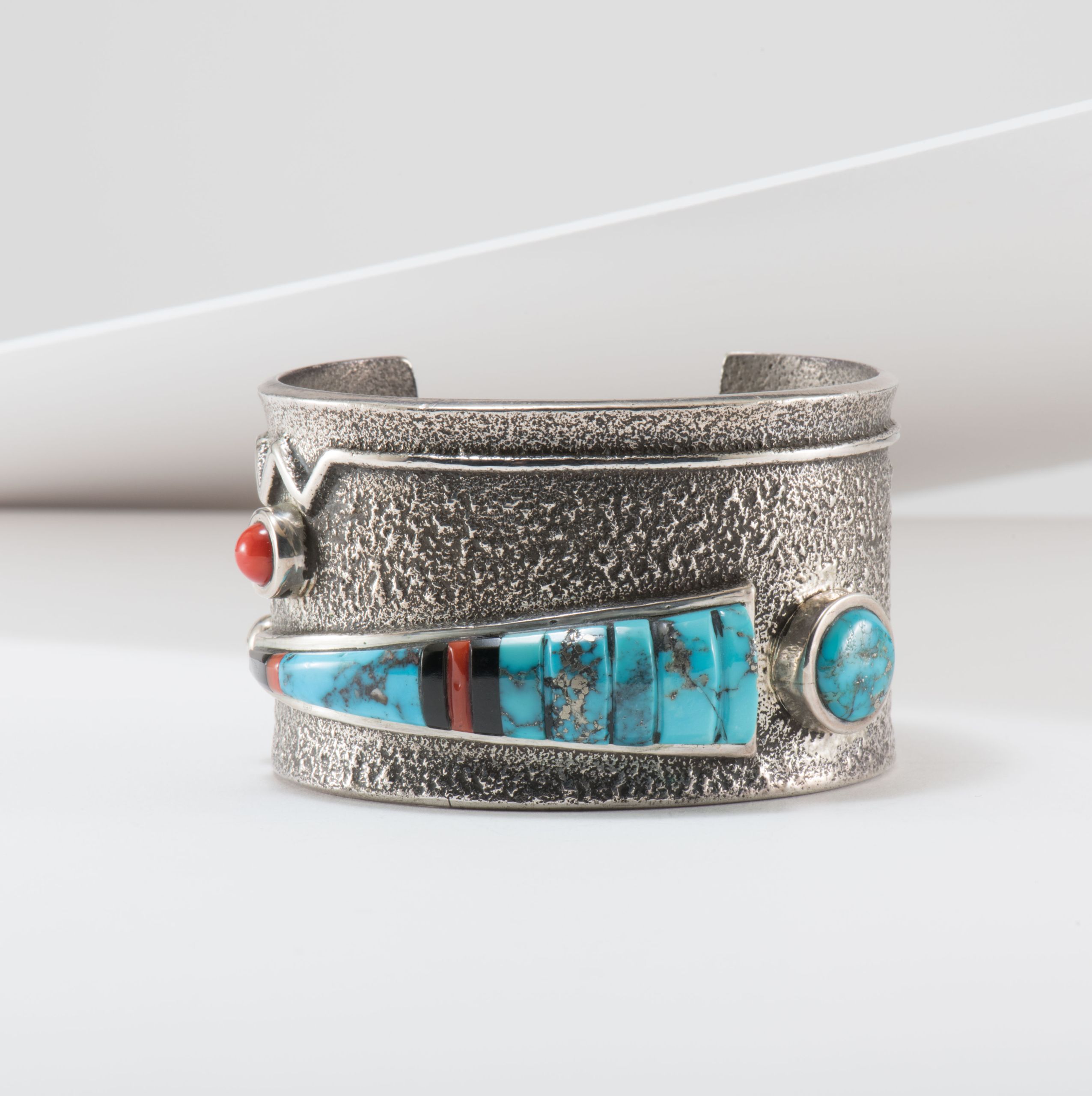 Edison Cummings Cast Cuff with Coral, Turquoise and Jet - Four