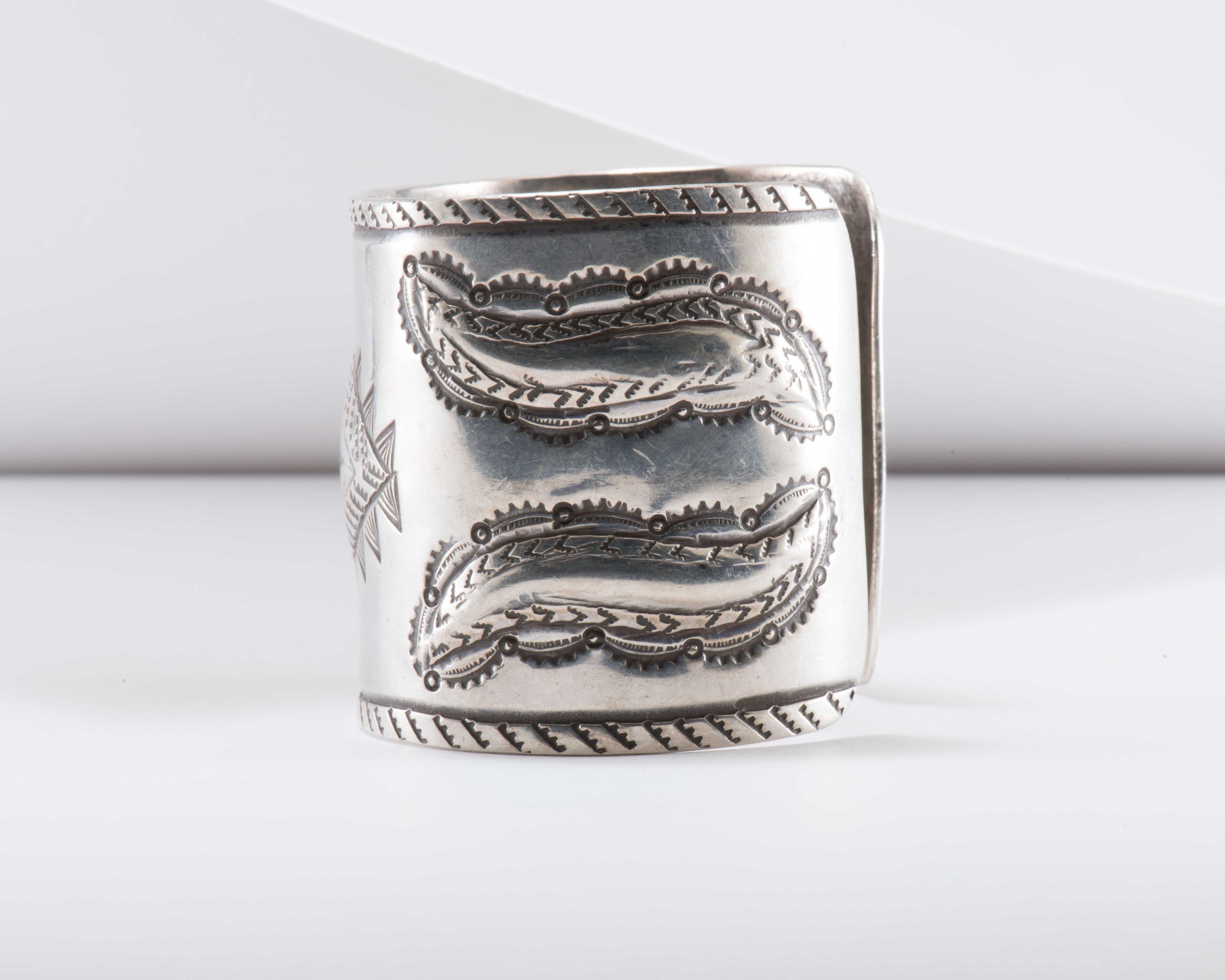 Leo Coriz Wide Sterling Silver Cuff with Repoussé - Four Winds Gallery