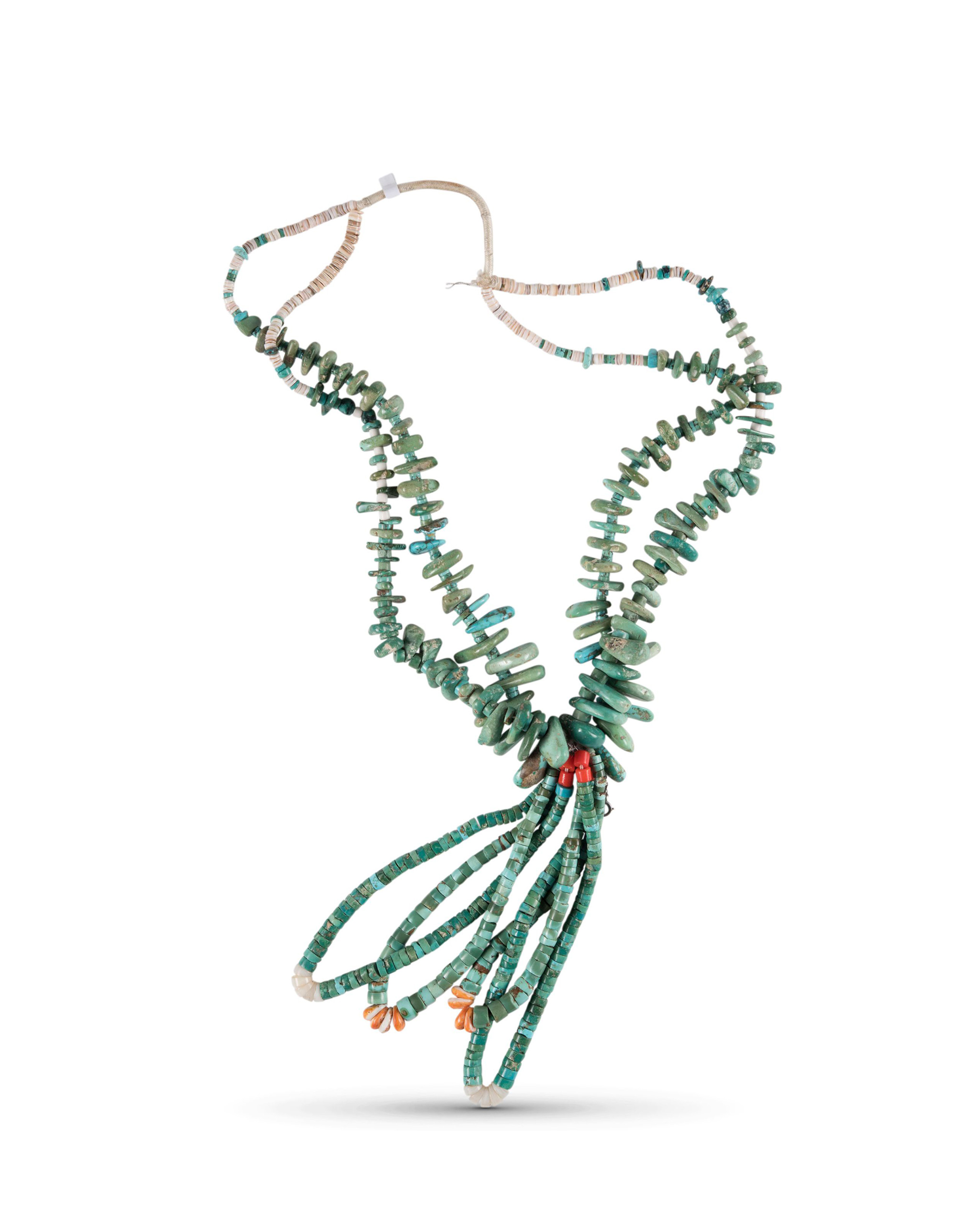 Vintage Turquoise Tab Necklace with Two Jacla - Four Winds Gallery