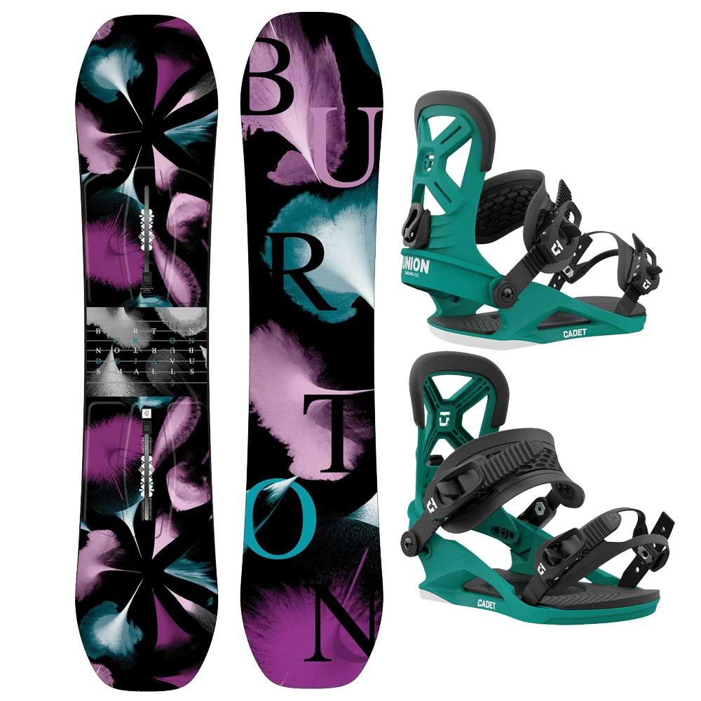 Pre owned Burton Kid's Deja Vu Smalls Snowboard and New 2024 Union