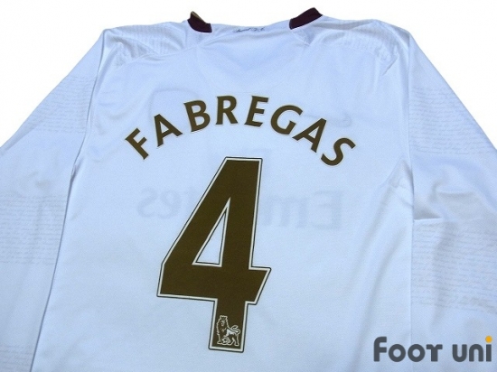 Arsenal 2007-2008 Away Authentic Long Sleeve Shirt #4 Fabregas