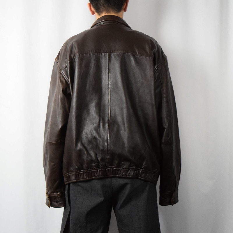 90年代 90s ポロ ラルフローレン ブラウン 茶色 本革 革ジャン