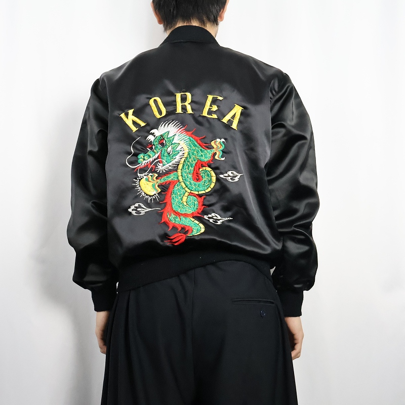 80年代 80s 黒 ブラック コリジャン ブルゾン 韓国 │ヴィテージ古着屋