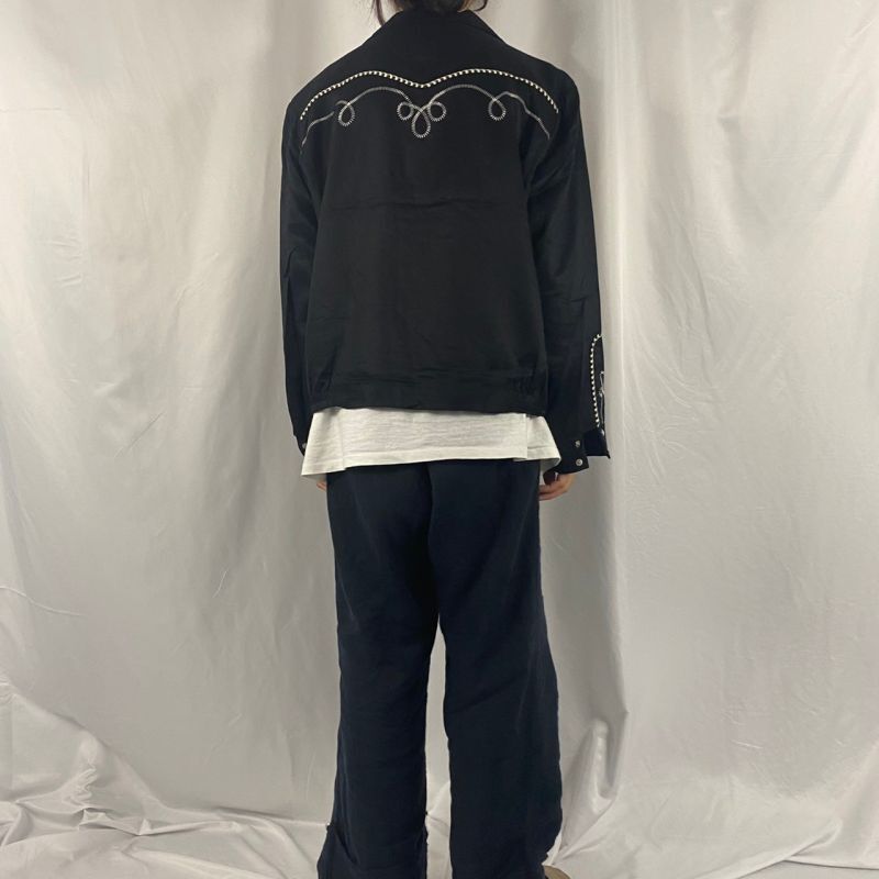 50年代 60年代 50s 60s エイチバーシー 刺繍 ギャバジャン ブラック 黒