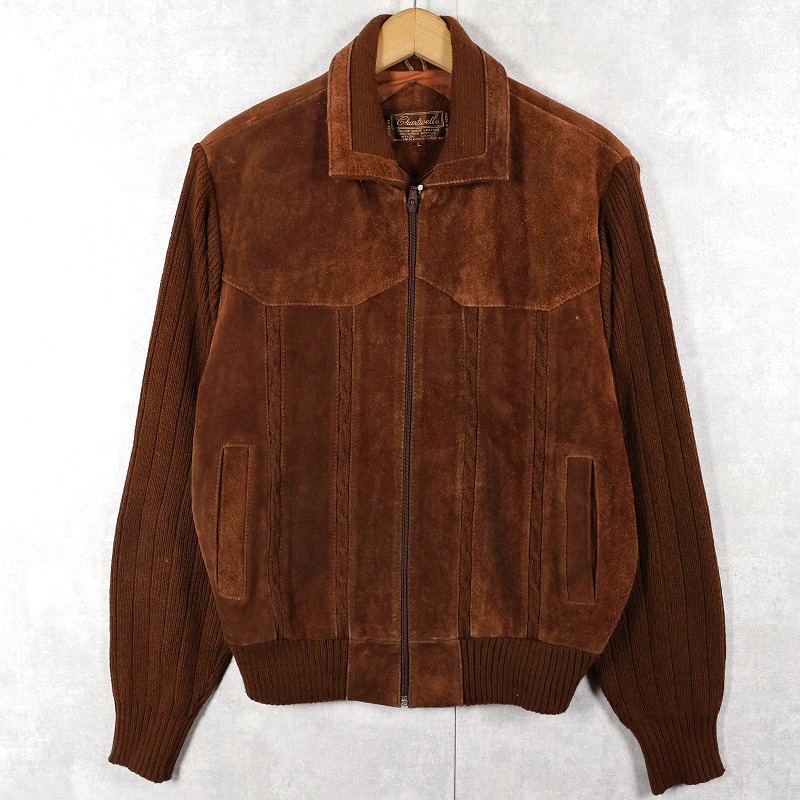 80s 80年代 茶色 ブラウン ニットジャケット ジップジャケット