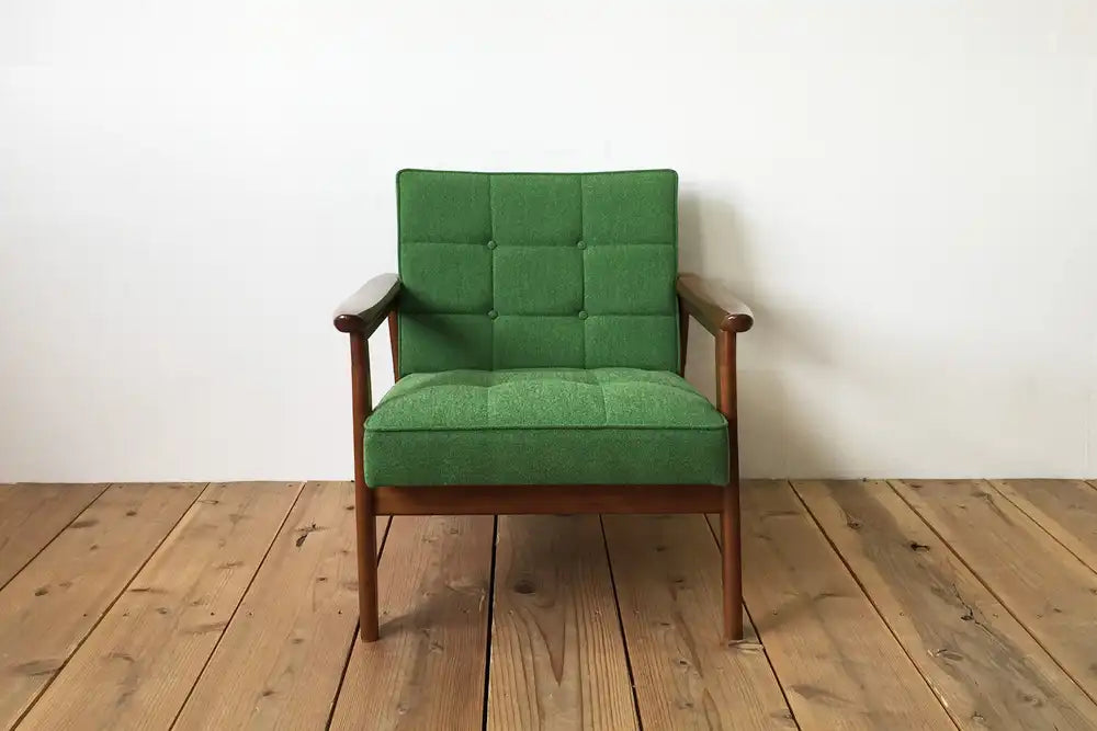 カリモク60 Kチェア1シータータープグリーン（ウォールナット色塗装