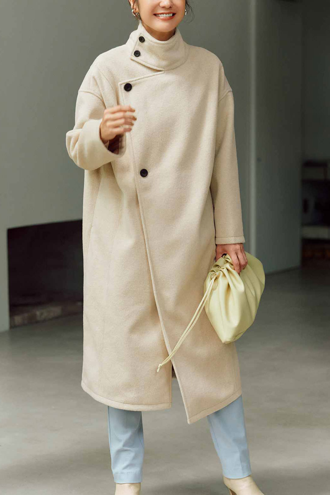 IEDIT[イディット] ニュアンスカラーが抜け感のある スタンドカラー