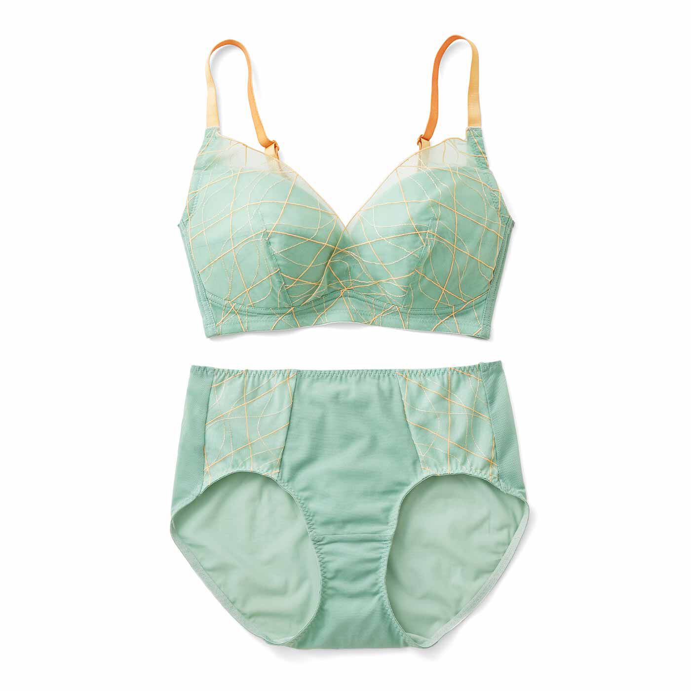 シアーな波に包まれる 涼やか印象のブラ＆ショーツ〈エメラルド