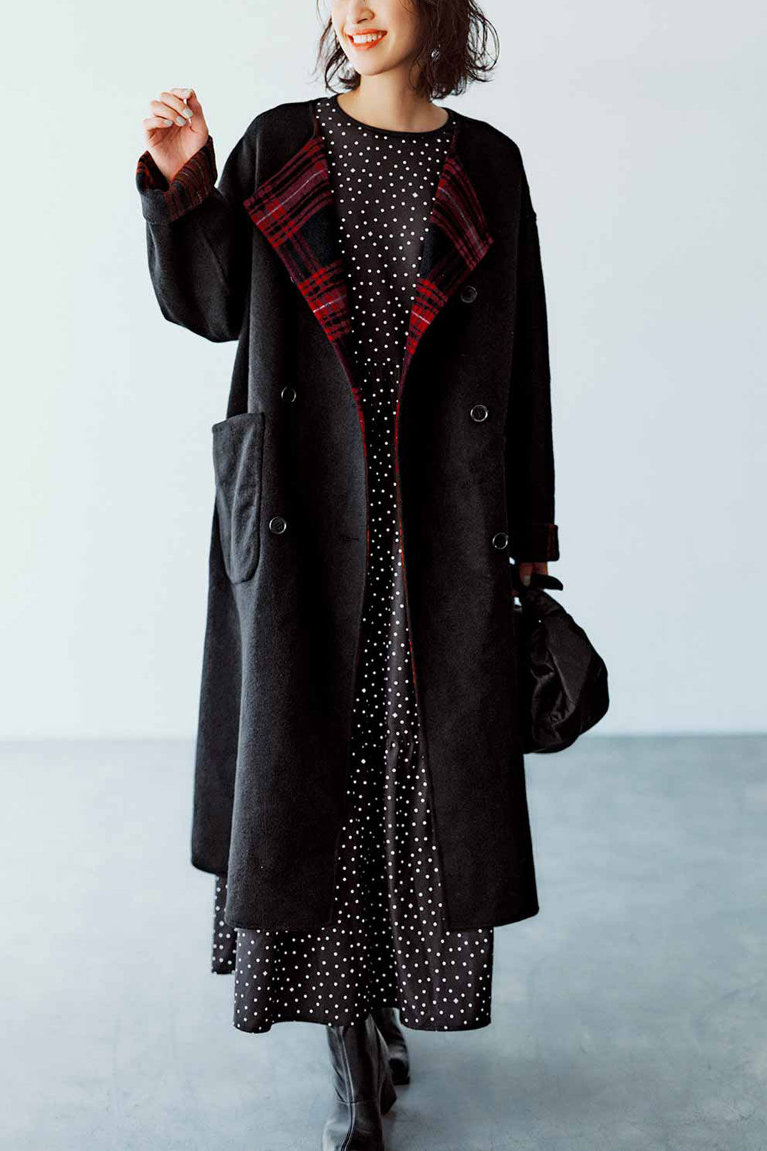 IEDIT[イディット] きくちあつこさんコラボ チェックと無地で華やかに