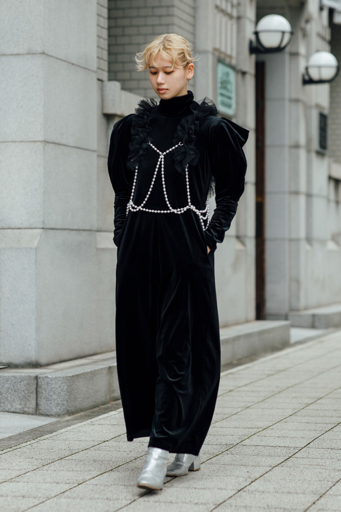 MEDE19F×SCREEN KAORI ベロアカットソーオールインワン〈ブラック