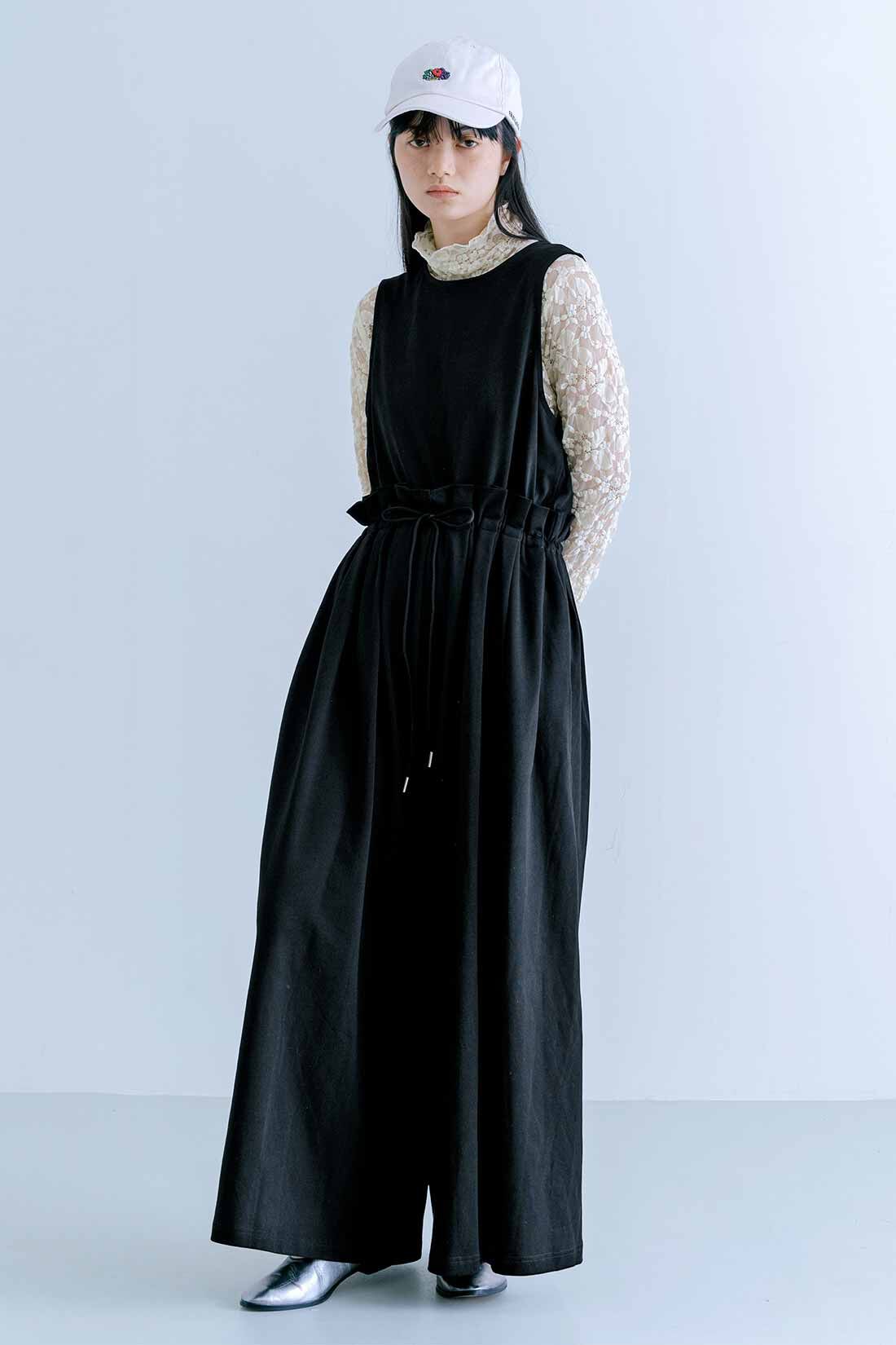 MEDE19F タック遣いのカットソーオールインワン〈ブラック〉｜MEDE19F