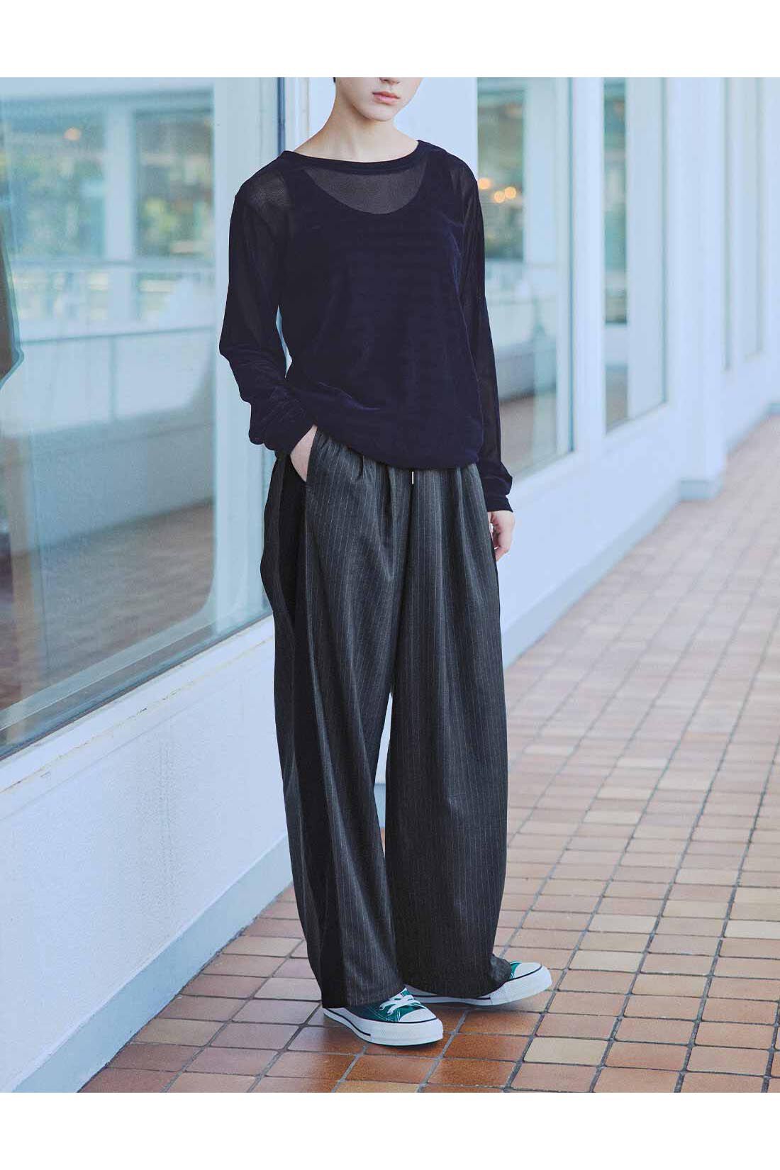 MEDE19F ストライプサイドラインパンツ〈グレー〉｜MEDE19F[メデ