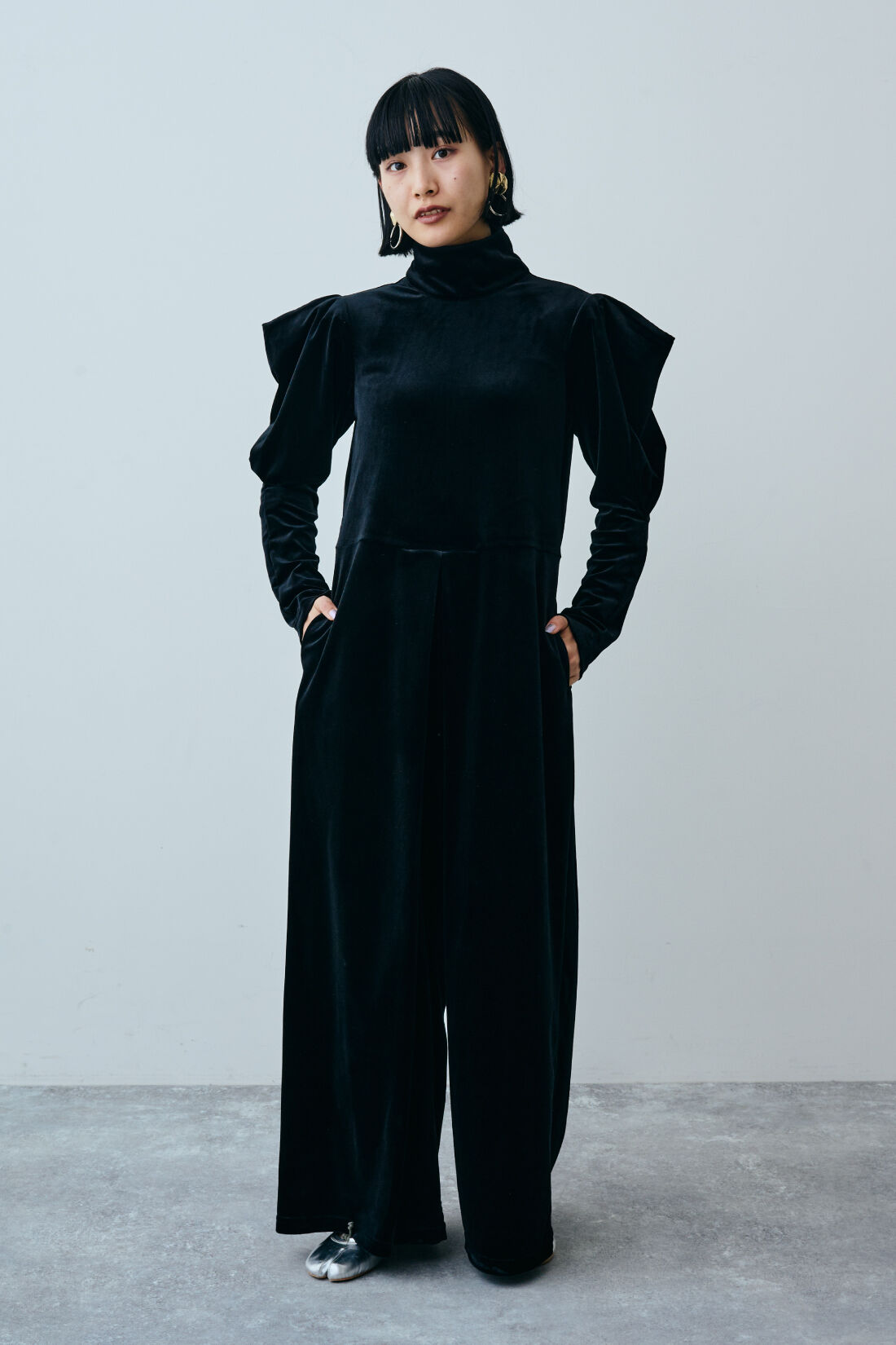 MEDE19F×SCREEN KAORI ベロアカットソーオールインワン〈ブラック