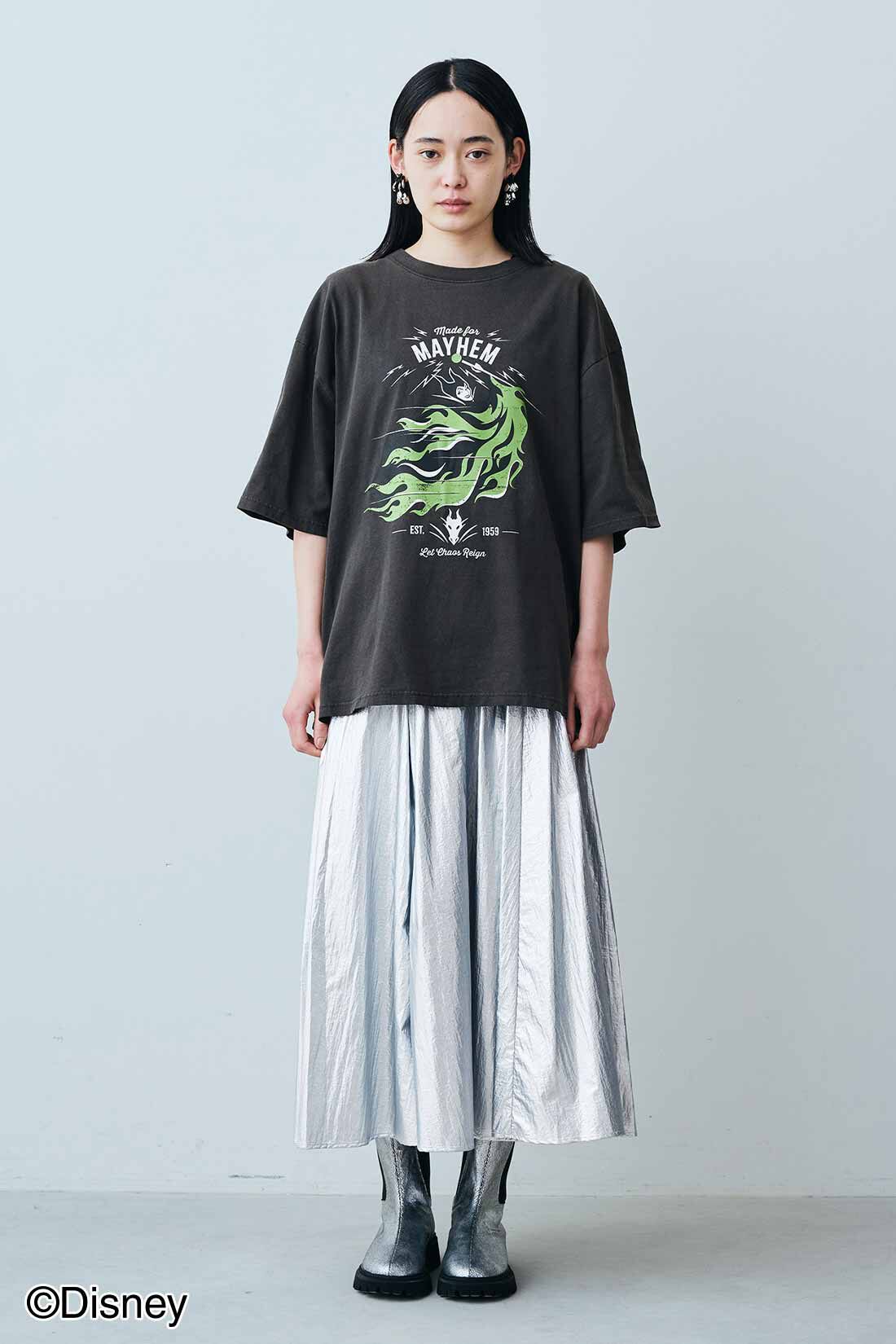 MEDE19F シルバーコーティング素材のギャザースカート〈シルバー