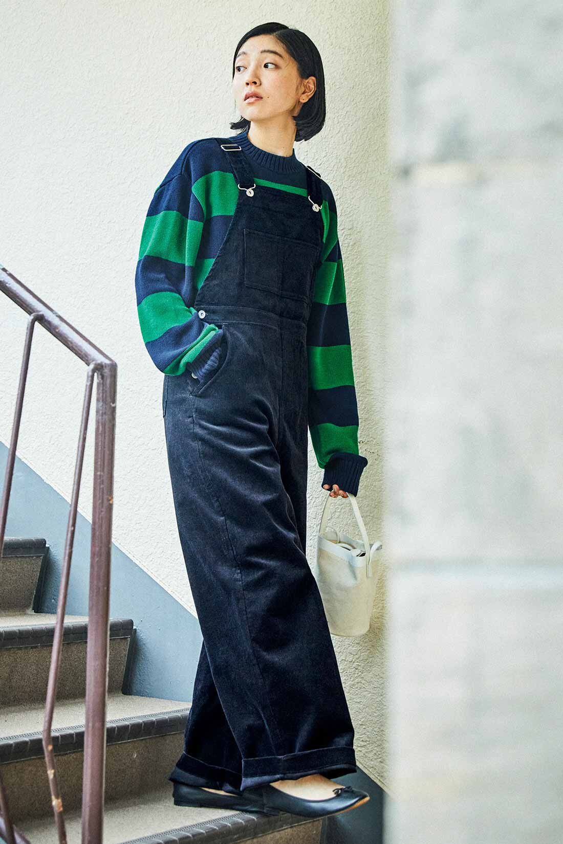 THREE FIFTY STANDARD コーデュロイオーバーオール〈ブラック〉｜THREE