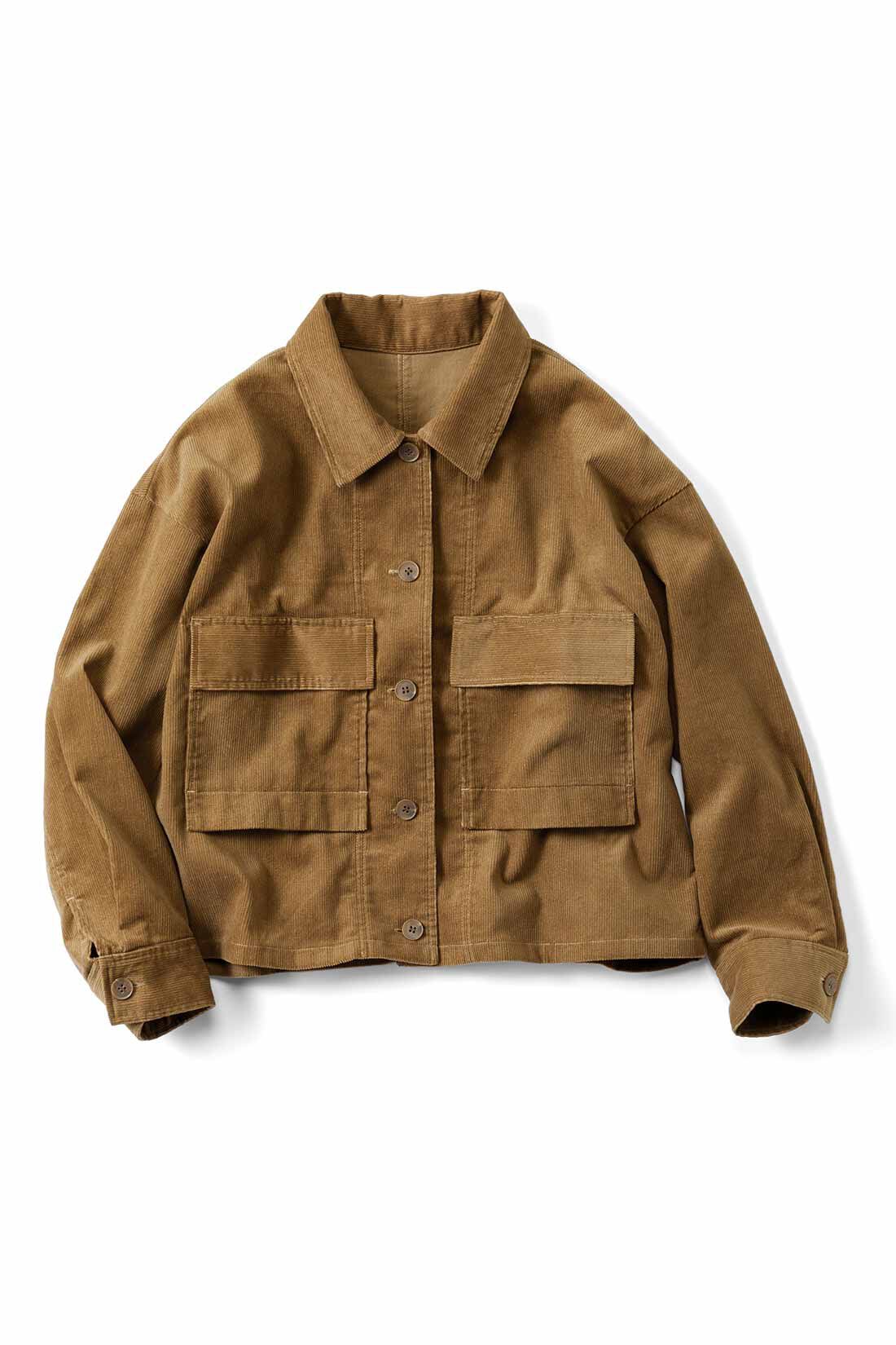 THREE FIFTY STANDARD コーデュロイショート丈ジャケット〈ブラウン