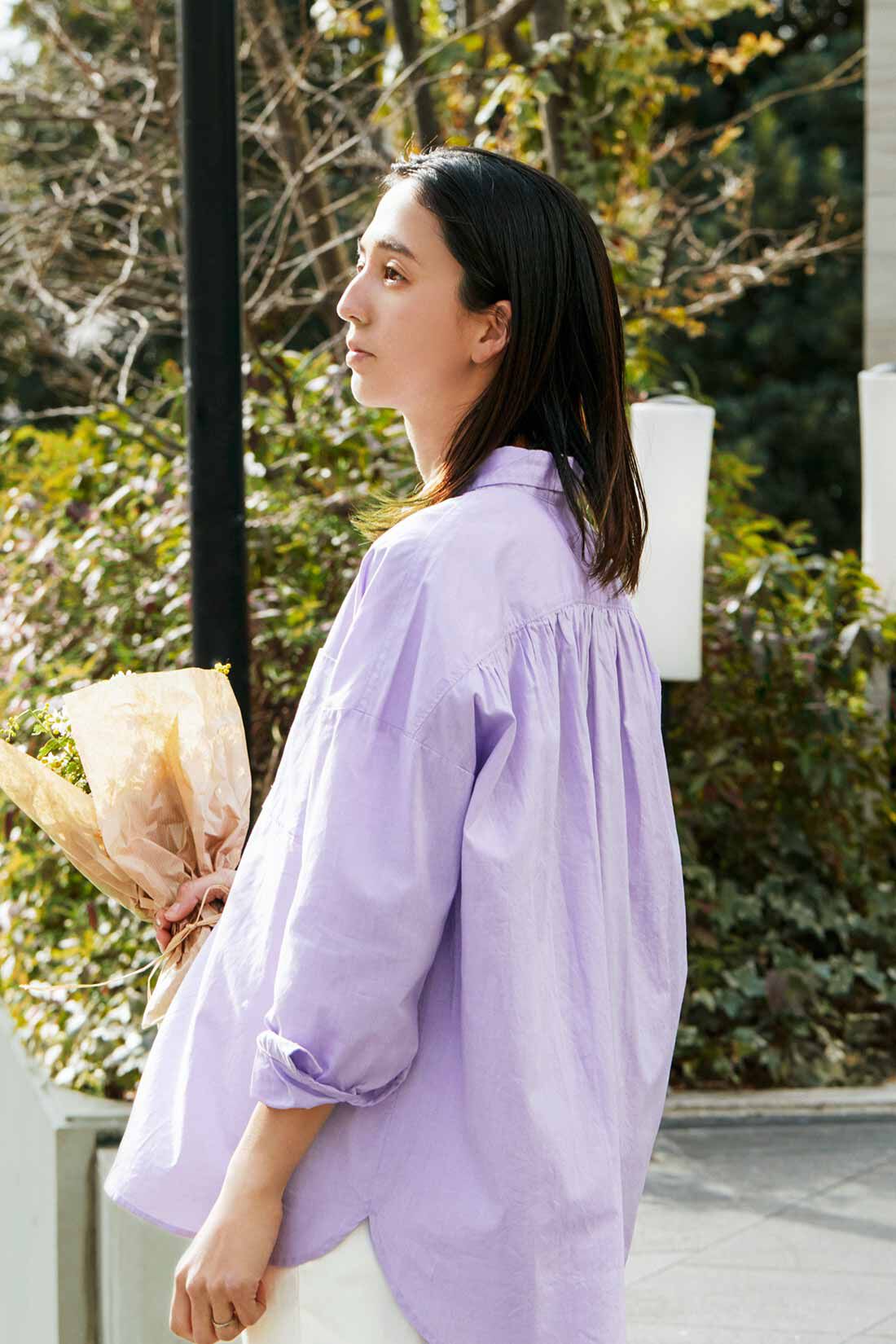 THREE FIFTY STANDARD ラベンダー色のプルオーバーシャツ｜THREE FIFTY