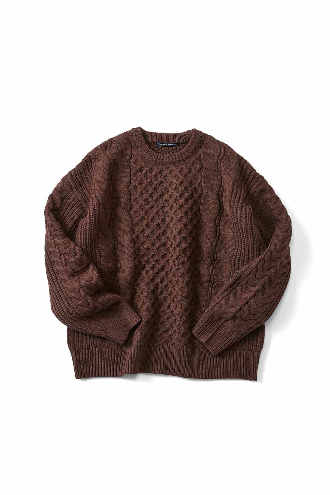 THREE FIFTY STANDARD ボリューム袖のケーブルニットセーター