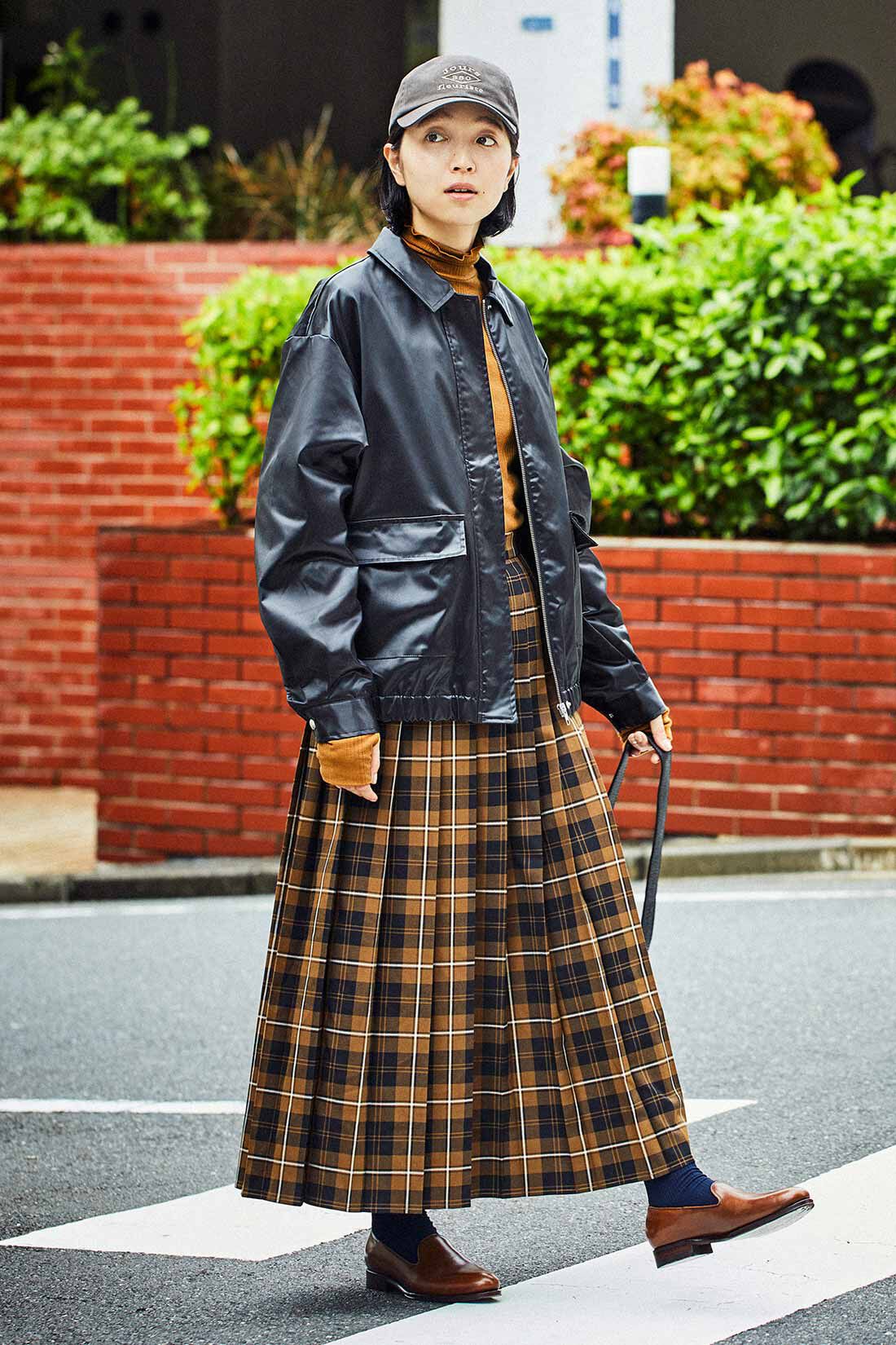 THREE FIFTY STANDARD Peter MacArthur ブラウンチェックのプリーツ