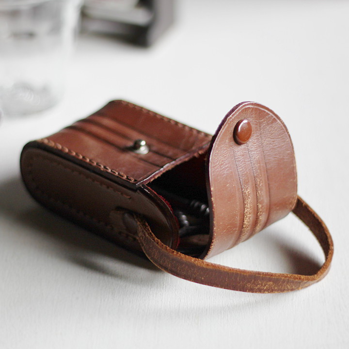 ヴィンテージ革ケース｜アンティークオペラグラス双眼鏡小物入れ昭和