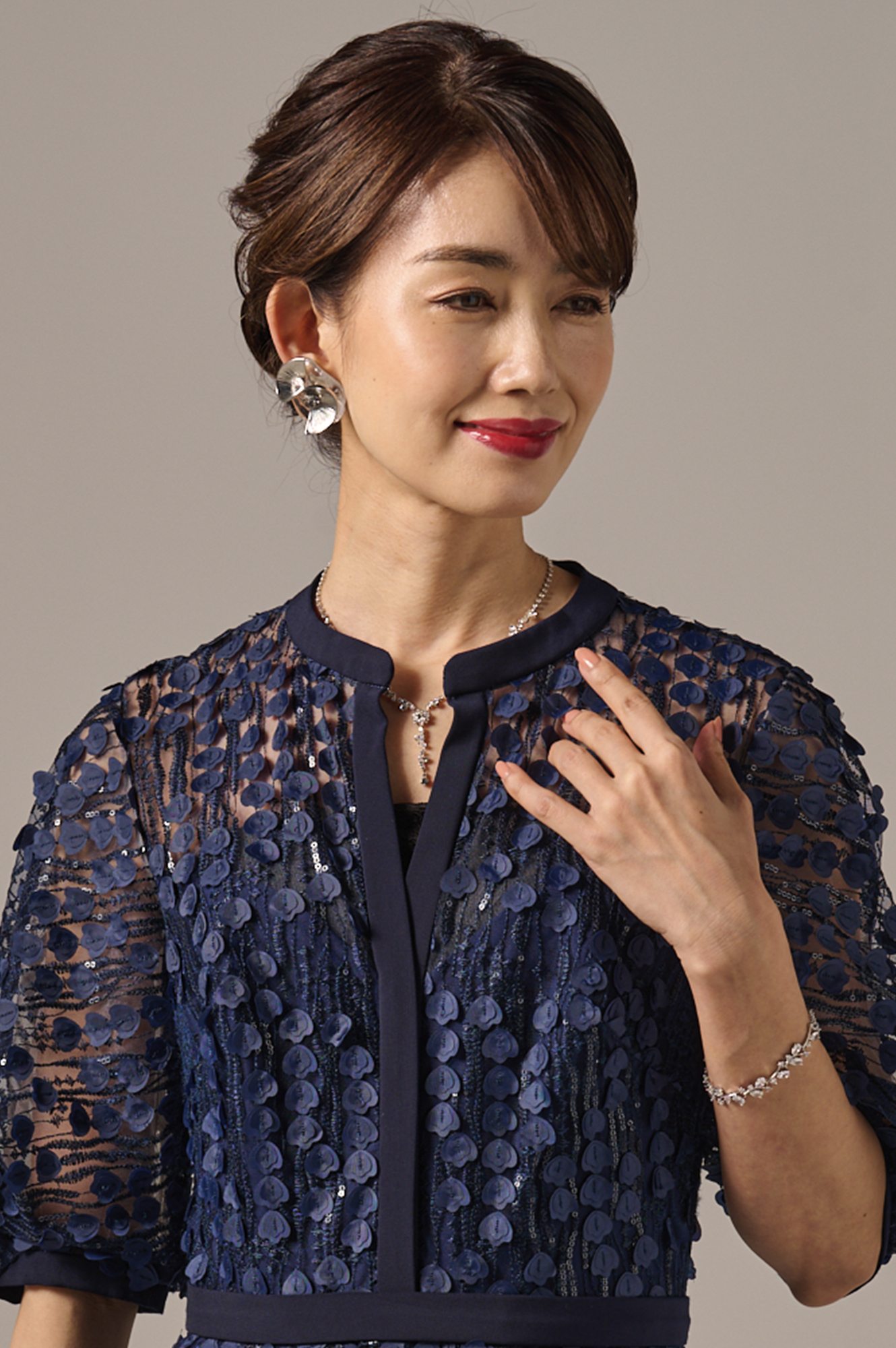 LCD-022：THEIA（セイア）～ネイビーレーススリットネック×Fit&フレア