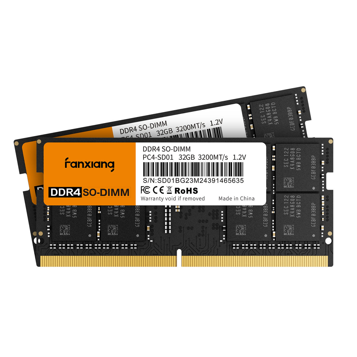 32GB DDR4 3200MHz SODIMM RAM Kit (2×16GB), CL22 1.2V Laptop Memory